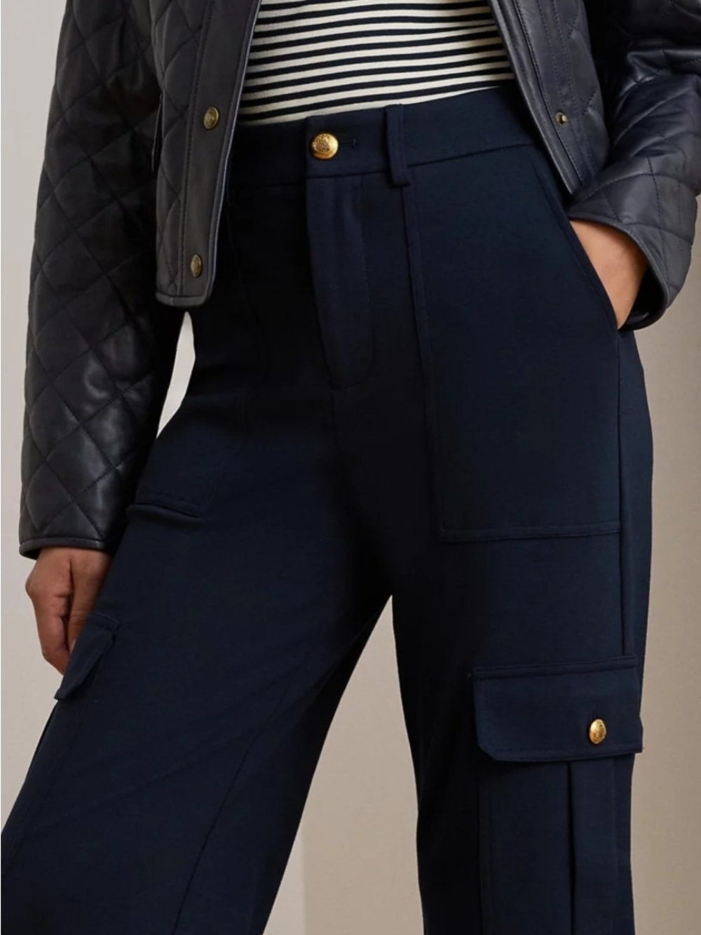 Ralph Lauren Navy Wide-Leg Cargo Trousers